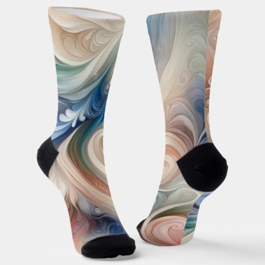 Fantasy Floral Pastel Blau & Creme Socken (Gewinkelt)