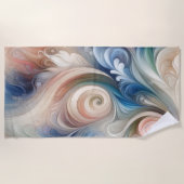 Fantasy Floral Pastel Blau & Creme Strandtuch (Vorderseite)