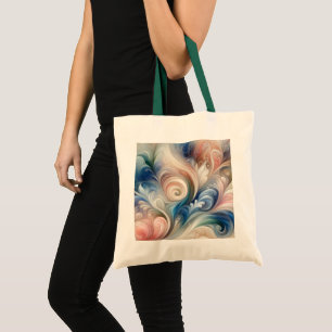 Fantasy Floral Pastel Blau & Creme Tragetasche