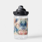 Fantasy Floral Pastel Blau & Creme Trinkflasche (Rückseite)