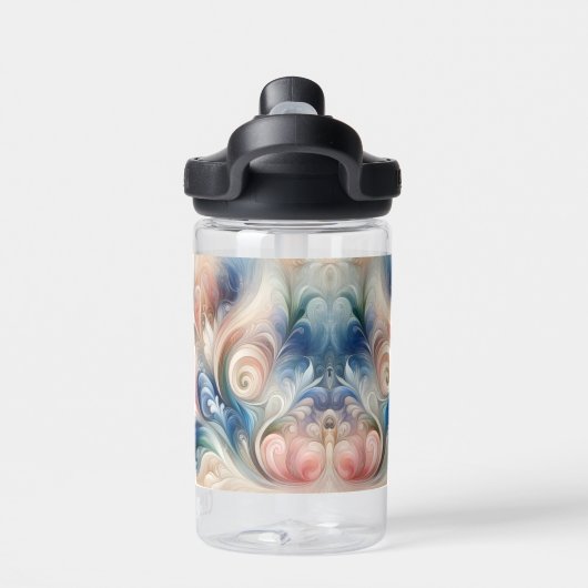 Fantasy Floral Pastel Blau & Creme Trinkflasche (Rückseite)