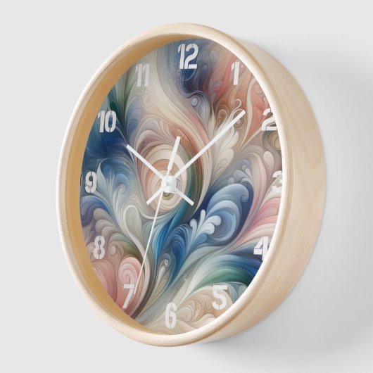 Fantasy Floral Pastel Blau & Creme Uhr (Winkel)