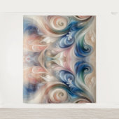 Fantasy Floral Pastel Blau & Creme Wandteppich (Vorderseite)