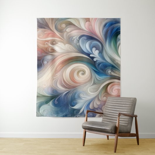 Fantasy Floral Pastel Blau & Creme Wandteppich (Beispiel)