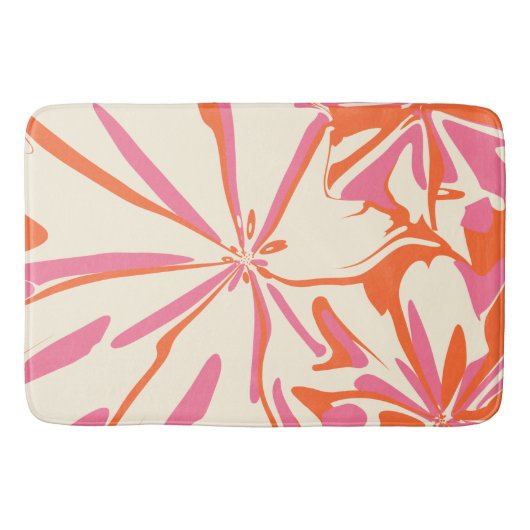 Fantasy Floral - Rosa, Orange und Creme Badematte (Vorderseite)