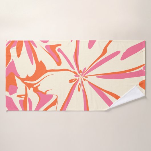 Fantasy Floral - Rosa, Orange und Creme Badhandtuch Set (Badehandtuch)