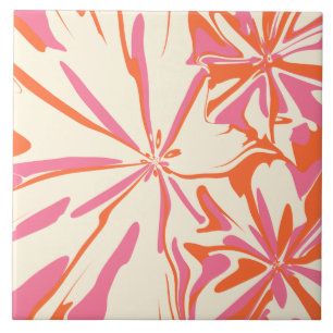 Fantasy Floral - Rosa, Orange und Creme Fliese