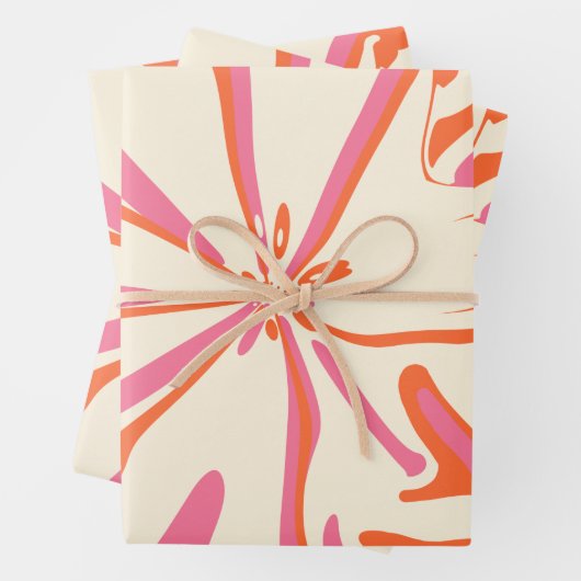 Fantasy Floral - Rosa, Orange und Creme Geschenkpapier Set (Beispiel)