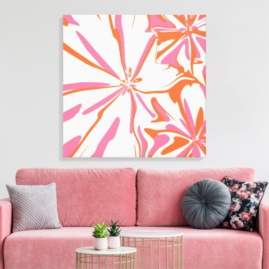 Fantasy Floral - Rosa, Orange und Creme Leinwanddruck (Insitu (Wohnzimmer))