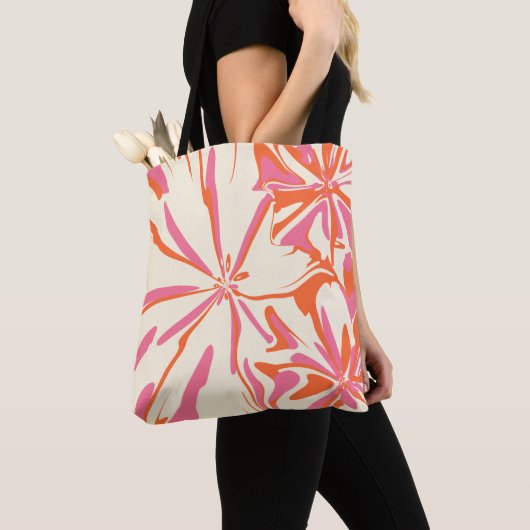 Fantasy Floral - Rosa, Orange und Creme Tasche (Von Nahem)