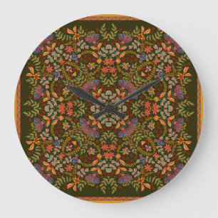 Fantasy Floral Square Pocket Design Große Wanduhr