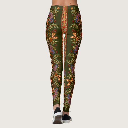 Fantasy Floral Square Pocket Design Leggings (Rückseite)