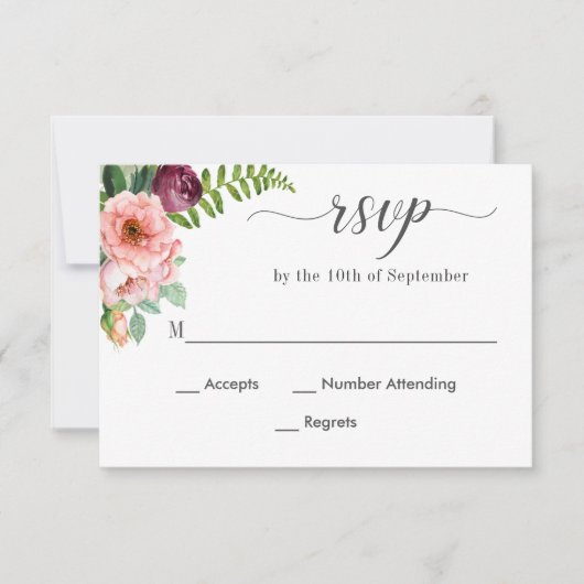 Fantasy Floral Watercolor Wedding RSVP (Vorderseite)