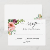 Fantasy Floral Watercolor Wedding RSVP Karte (Vorne/Hinten)