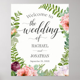 Fantasy Floral Wedding Welcome Signage Poster