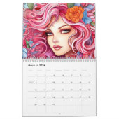 Fantasy Floral Women Farbige Frisur Kalender (Mär 2026)