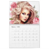 Fantasy Floral Women Farbige Frisur Kalender (Feb 2026)