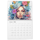 Fantasy Floral Women Farbige Frisur Kalender (Jan 2026)