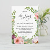 Fantasy Floral Wreath Wedding Einladung (Stehend Vorderseite)