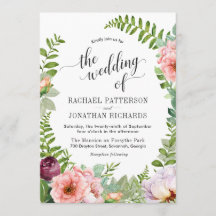 Fantasy Floral Wreath Wedding Einladung