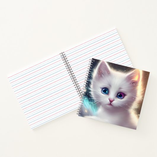Fantasy Fluffy White Cat Notizblock (Innenseite)