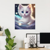 Fantasy Fluffy White Cat Poster (Heimbüro)