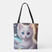 Fantasy Fluffy White Cat Tasche (Rückseite)