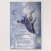 Fantasy Flying Dolphin Lila Jigsaw Puzzle (Vertikal)