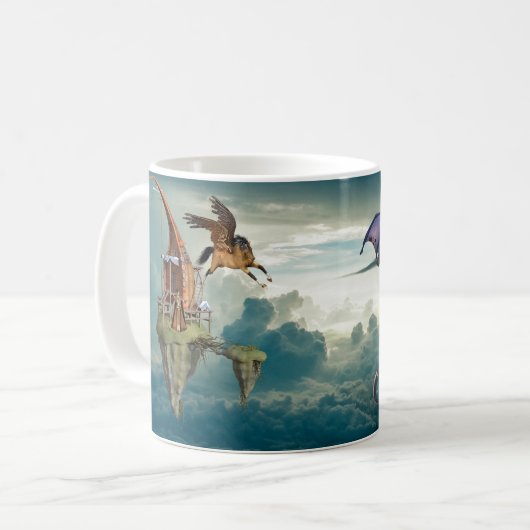 Fantasy Flying Dragon Clouds Kaffeetasse (Vorderseite Links)