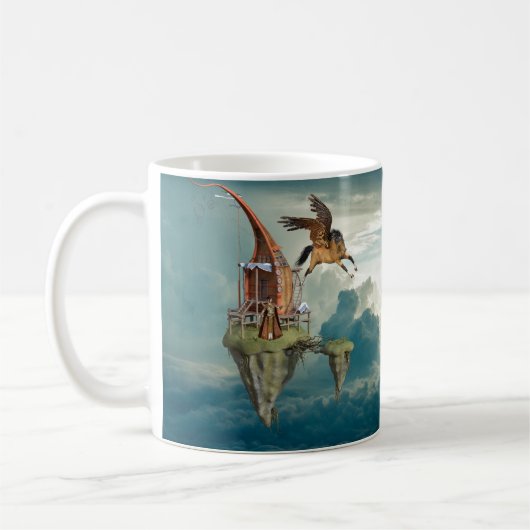 Fantasy Flying Dragon Clouds Kaffeetasse (Links)