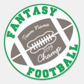 Fantasy Football Champ Runder Aufkleber (Vorderseite)