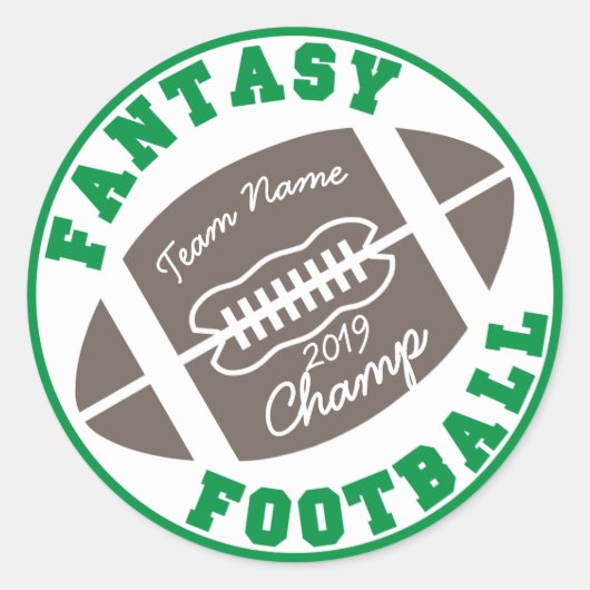 Fantasy Football Champ Runder Aufkleber (Vorderseite)