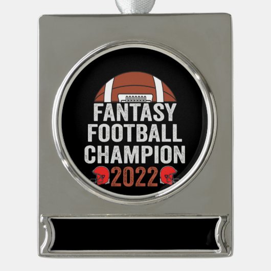 Fantasy Football Champion 2022 Fußball Lover Banner-Ornament Silber (Vorderseite)