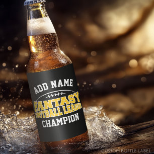 Fantasy Football Champion - Black and Yellow Gold Bierflaschenetikett