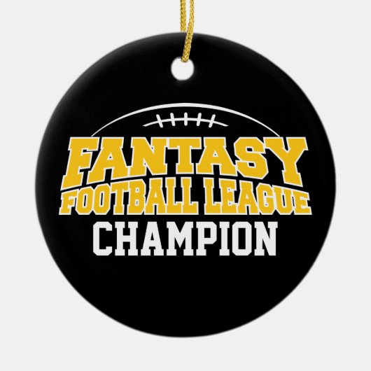 Fantasy Football Champion - Black and Yellow Gold Keramik Ornament (Vorne)