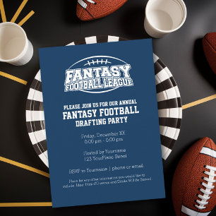 Fantasy Football Champion - Navy und White Einladung