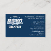 Fantasy Football Champion - Navy und White Visitenkarte (Rückseite)