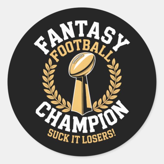 Fantasy Football Champion Runder Aufkleber (Vorderseite)
