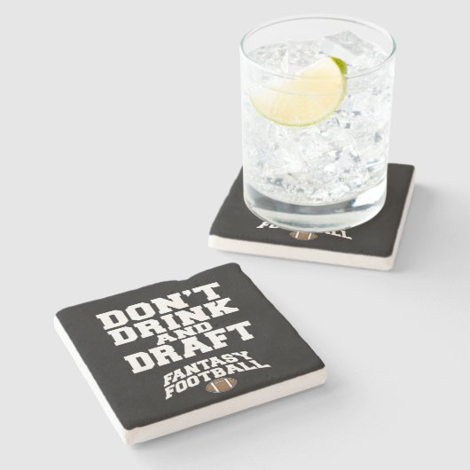 Fantasy Football Don't Drink and Draft - Schwarz Steinuntersetzer (Seitenansicht)