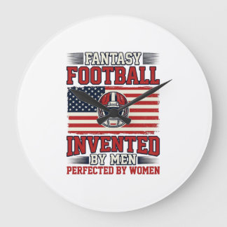 Fantasy Football Frauen Vintage Sportshirt_1 Große Wanduhr