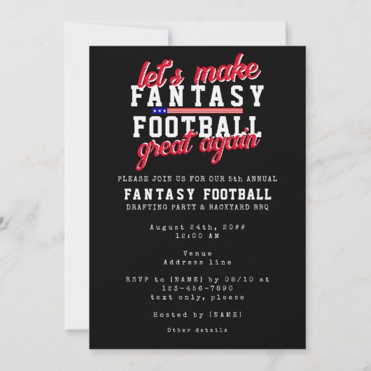 Fantasy Football Große Liga Drawing Party Einladung (Vorderseite)