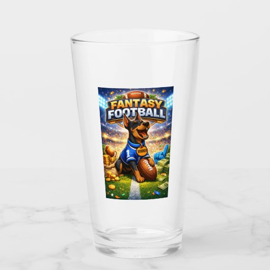 Fantasy-Football mit Hund Glas (Vorderseite)