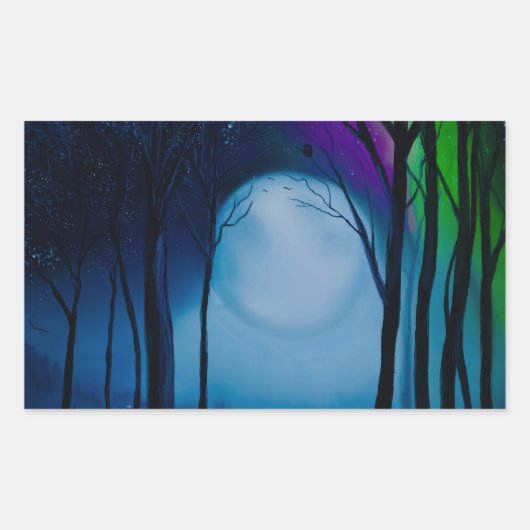 Fantasy forest art rechteckiger aufkleber (Vorderseite)