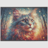 Fantasy Forest Cat Fairy Lights Decoupage  Seidenpapier (Vorderseite)