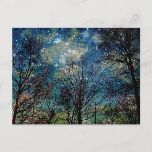 Fantasy Forest Celestial Woods Night Stars Postkarte (Vorderseite)