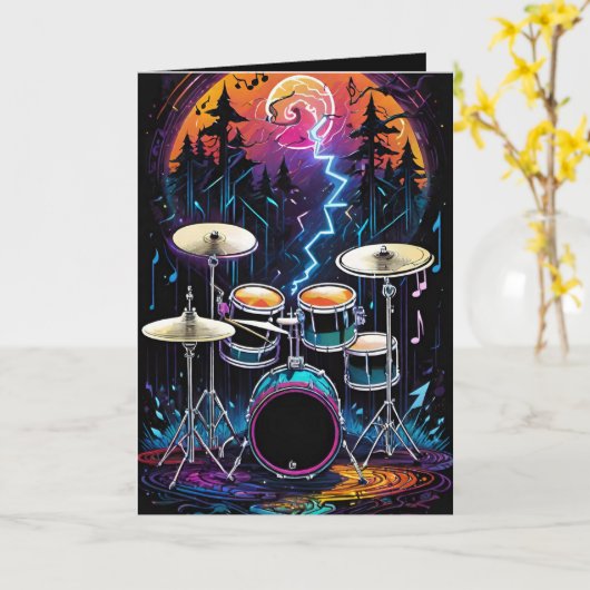 Fantasy Forest Drum Set Leere Karte (Gelbe Blume)
