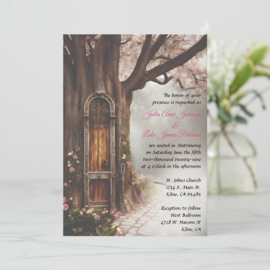 Fantasy Forest Fairy Door Einladung (Stehend Vorderseite)