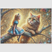 Fantasy Forest Friends Alice and Cat Decoupage Seidenpapier (Vorderseite)