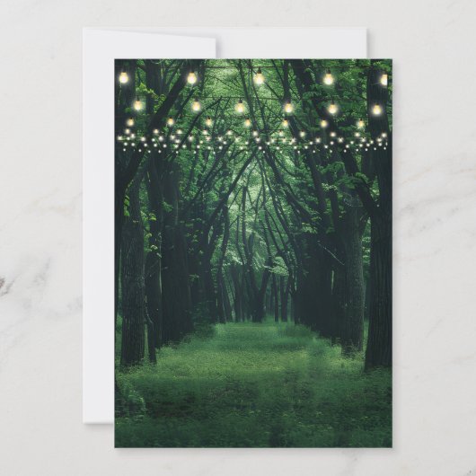 Fantasy Forest Golden String Lights Hochzeit Einladung (Rückseite)