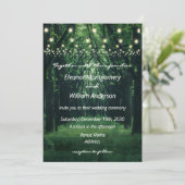 Fantasy Forest Golden String Lights Hochzeit Einladung (Stehend Vorderseite)